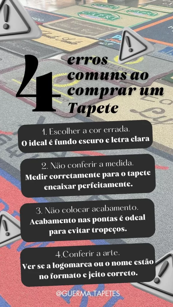 Tapete corporativo Guerma Tapetes para áreas de alto tráfego, desenvolvido para ambientes empresariais.